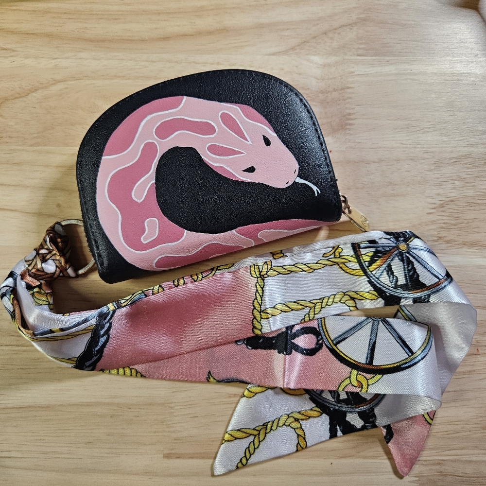 Hand painted Snake Card Holder wallet